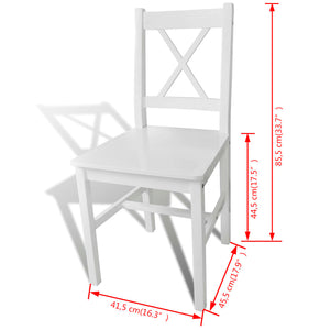 vidaXL Dining Chairs 2 pcs White Pine Wood