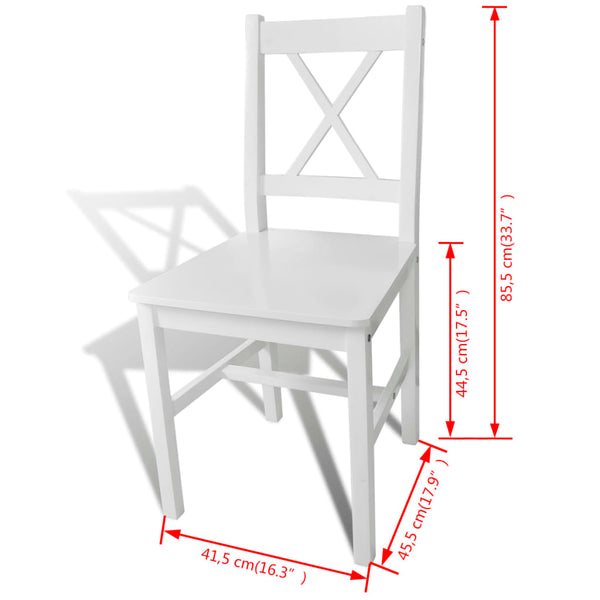 vidaXL Dining Chairs 2 pcs White Pine Wood
