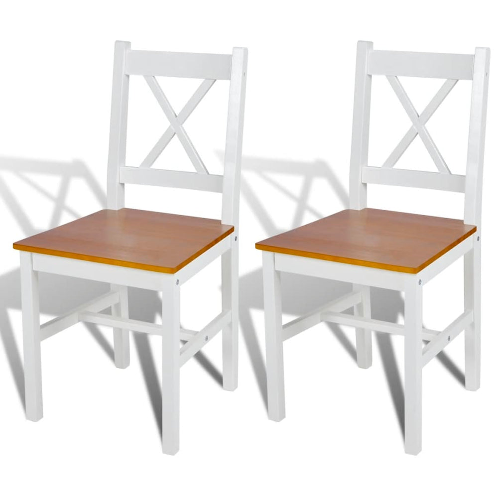 vidaXL Dining Chairs 2 pcs White Pine Wood