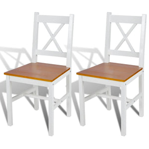 vidaXL Dining Chairs 2 pcs White Pine Wood