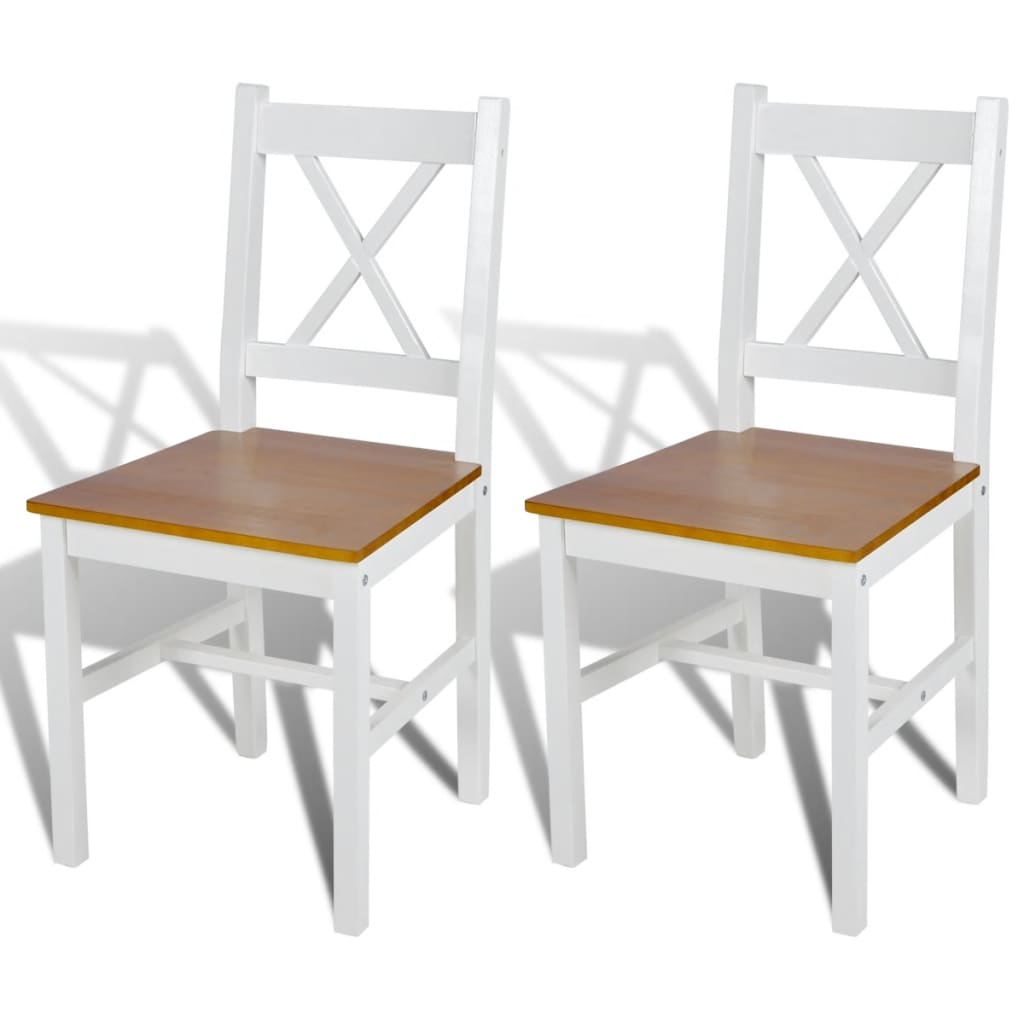 vidaXL Dining Chairs 2 pcs White Pine Wood