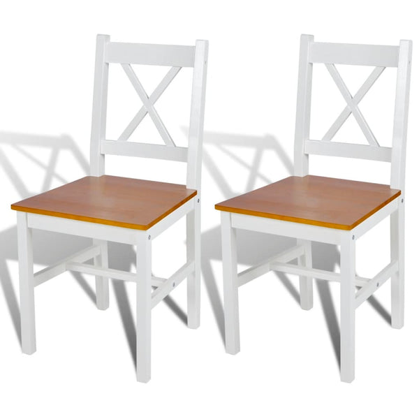 vidaXL Dining Chairs 2 pcs White Pine Wood