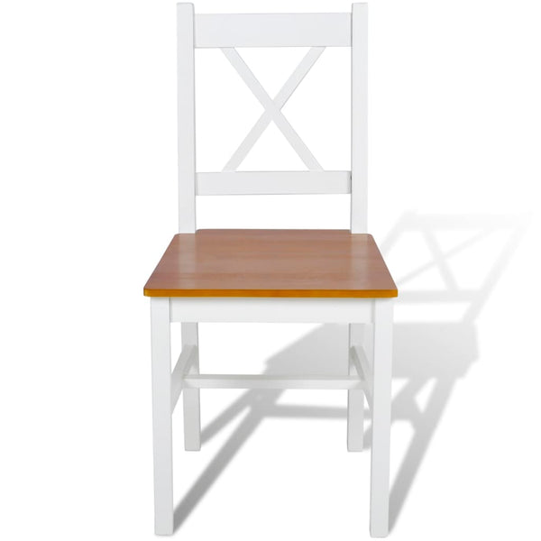 vidaXL Dining Chairs 2 pcs White Pine Wood