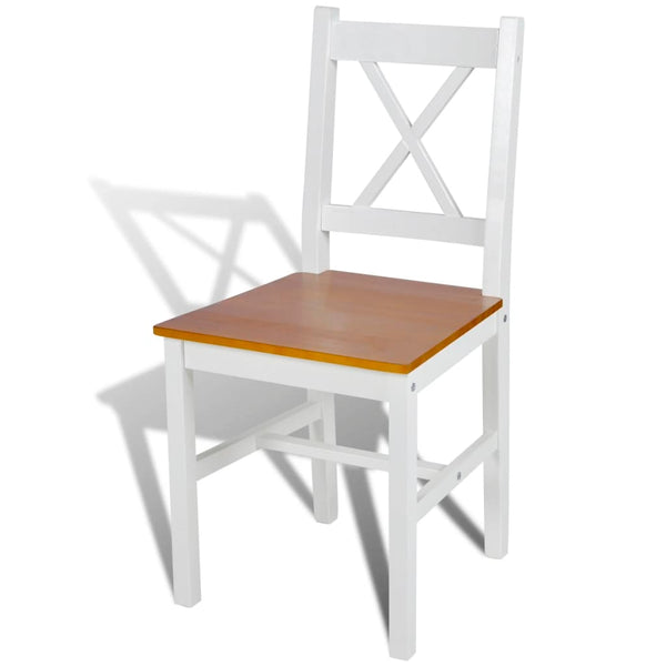 vidaXL Dining Chairs 2 pcs White Pine Wood