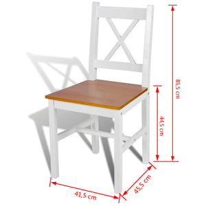 vidaXL Dining Chairs 2 pcs White Pine Wood