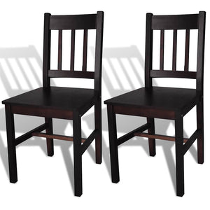 vidaXL Dining Chairs 2 pcs. Dark Brown Pine Wood