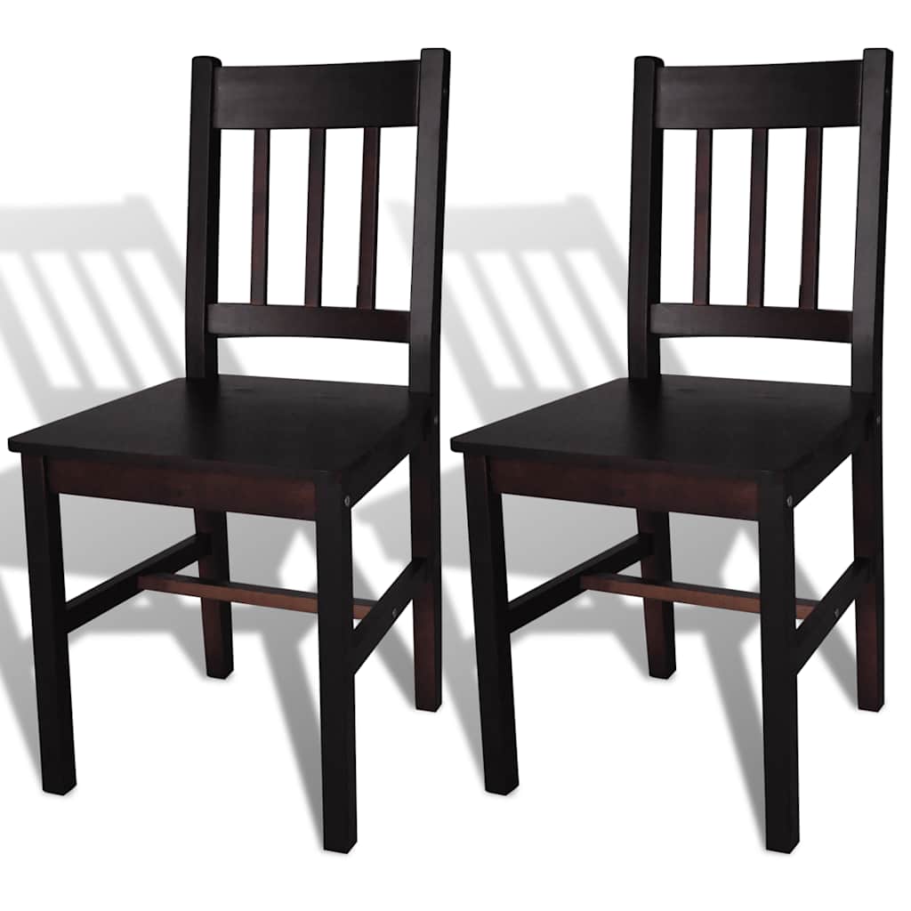 vidaXL Dining Chairs 2 pcs. Dark Brown Pine Wood