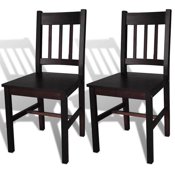 vidaXL Dining Chairs 2 pcs. Dark Brown Pine Wood