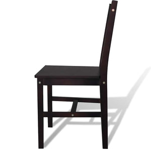 vidaXL Dining Chairs 2 pcs. Dark Brown Pine Wood