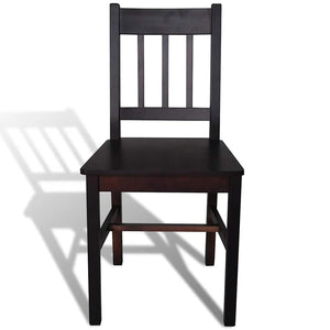 vidaXL Dining Chairs 2 pcs. Dark Brown Pine Wood