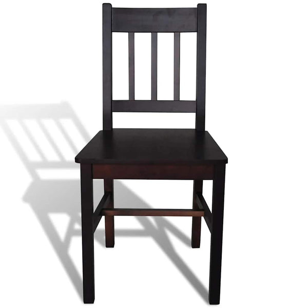 vidaXL Dining Chairs 2 pcs. Dark Brown Pine Wood