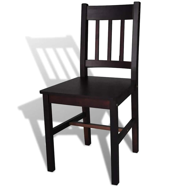 vidaXL Dining Chairs 2 pcs. Dark Brown Pine Wood