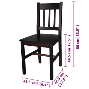 vidaXL Dining Chairs 2 pcs. Dark Brown Pine Wood