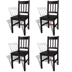 vidaXL Dining Chairs 4 pcs Dark Brown Solid Pine Wood
