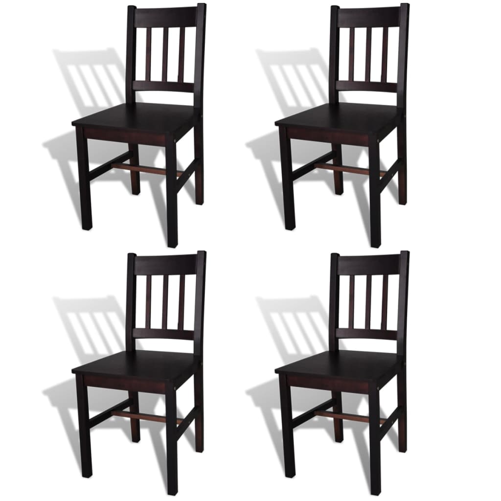 vidaXL Dining Chairs 4 pcs Dark Brown Solid Pine Wood