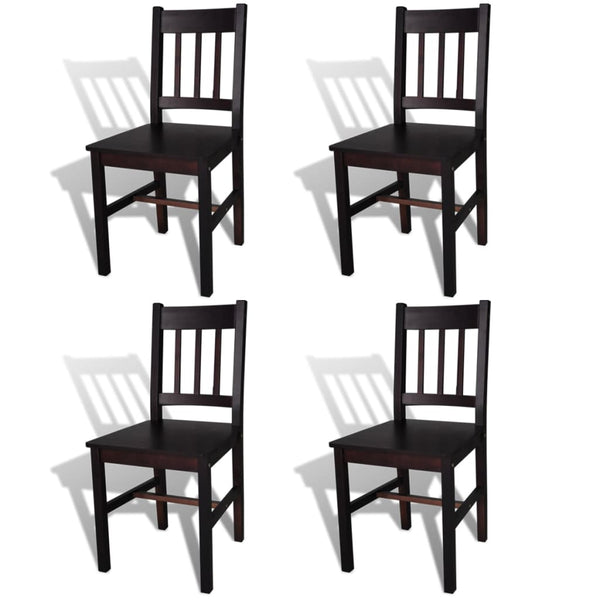 vidaXL Dining Chairs 4 pcs Dark Brown Solid Pine Wood