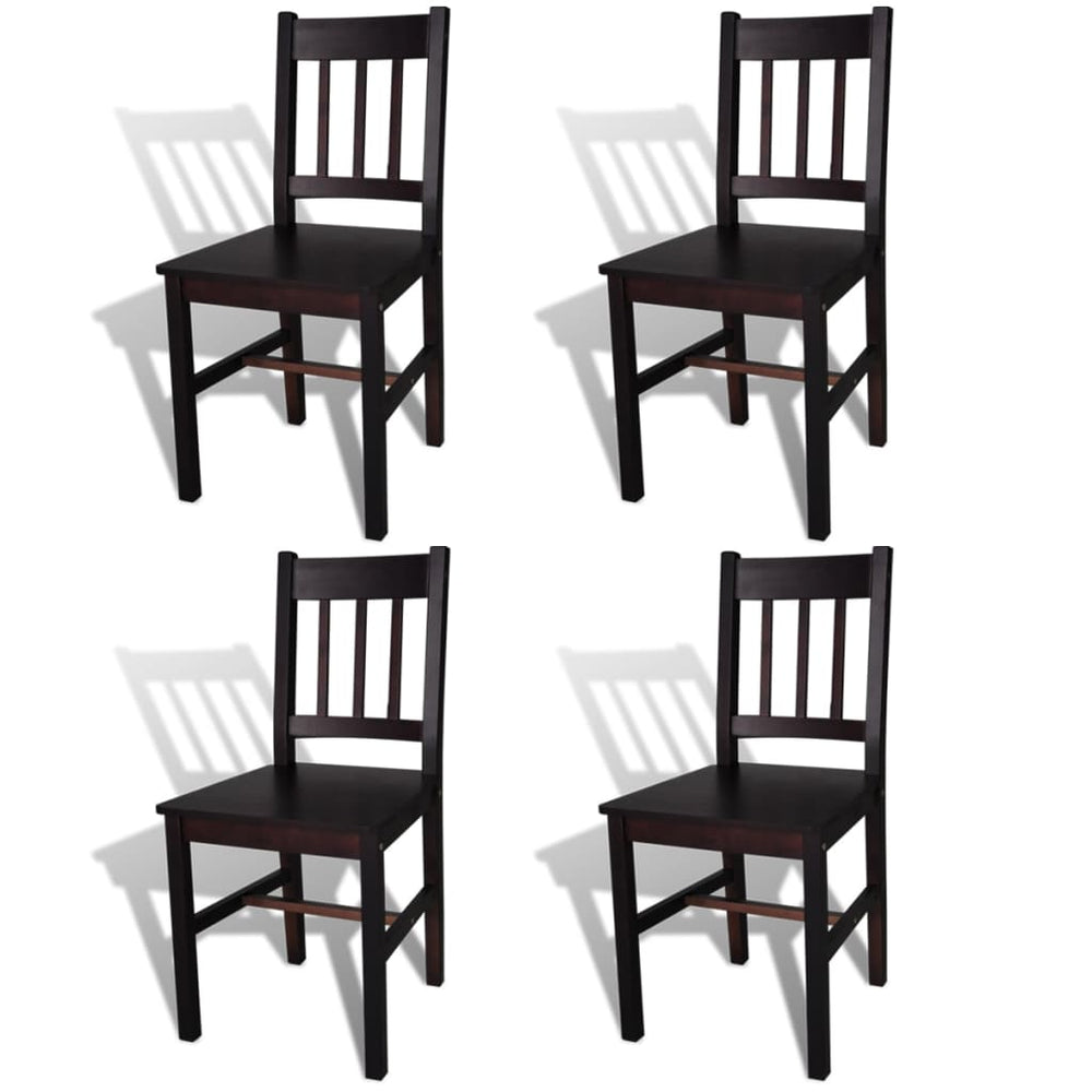 vidaXL Dining Chairs 4 pcs Dark Brown Solid Pine Wood