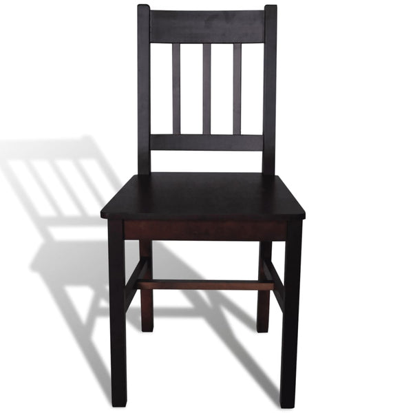vidaXL Dining Chairs 4 pcs Dark Brown Solid Pine Wood