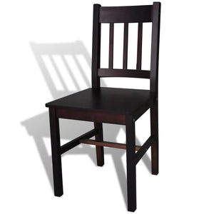 vidaXL Dining Chairs 4 pcs Dark Brown Solid Pine Wood