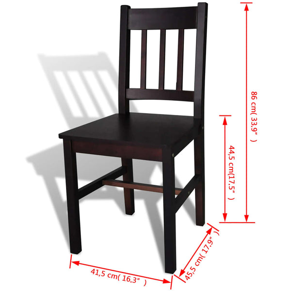 vidaXL Dining Chairs 4 pcs Dark Brown Solid Pine Wood