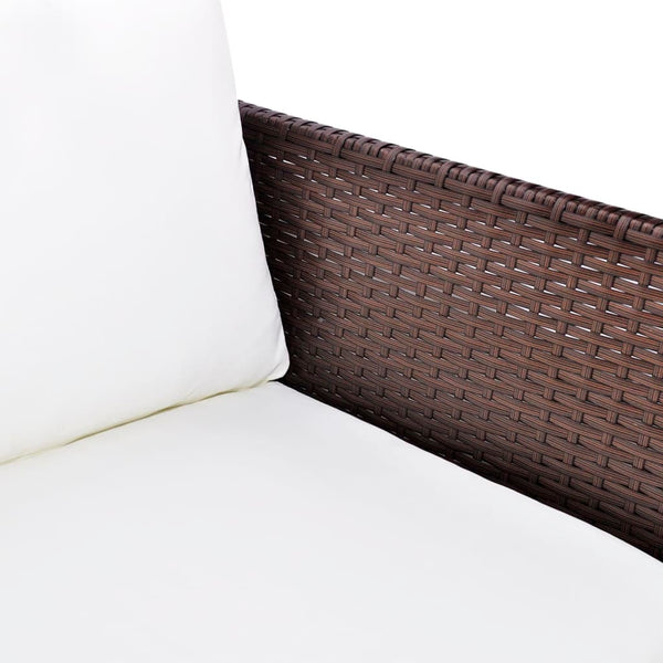 vidaXL 3-Piece Garden Lounge Set with Cushions Poly Rattan Brown