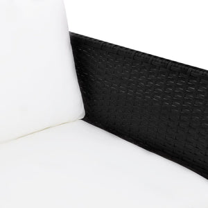 vidaXL 3-Piece Garden Lounge Set with Cushions Poly Rattan Black