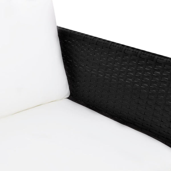 vidaXL 3-Piece Garden Lounge Set with Cushions Poly Rattan Black