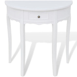 vidaXL Half-Round Console Table with Drawer White