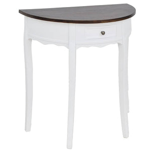 vidaXL Half-Moon Console Table with Drawer and Brown Top