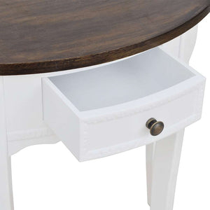 vidaXL Half-Moon Console Table with Drawer and Brown Top