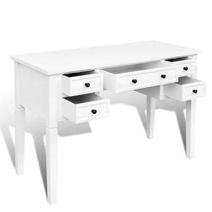 White desk with 5 drawers