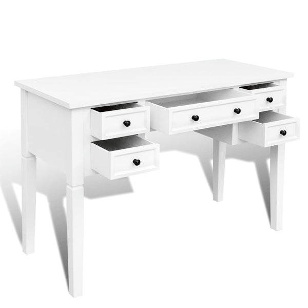 White desk with 5 drawers