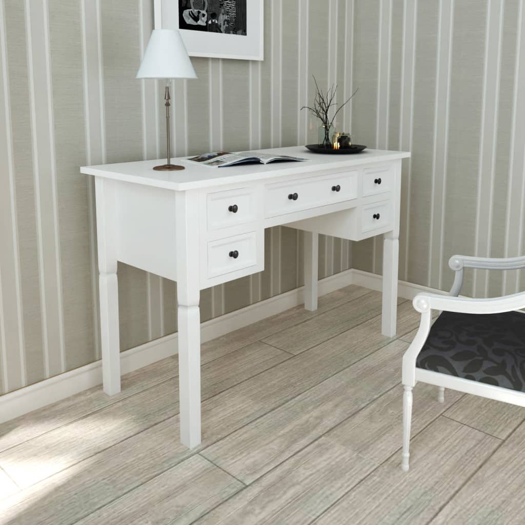 White desk with 5 drawers