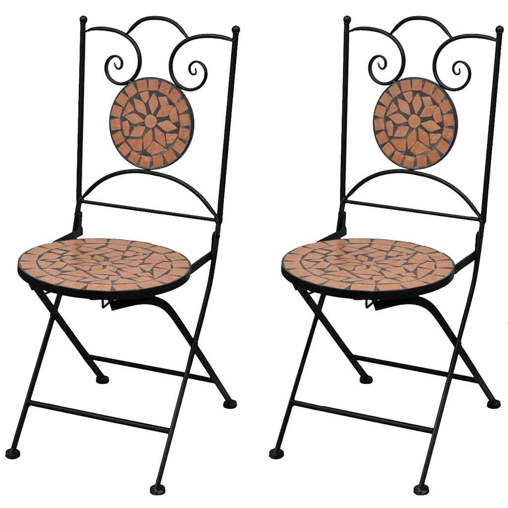vidaXL Bistro Chairs 2 pcs. Foldable Ceramic Terracotta