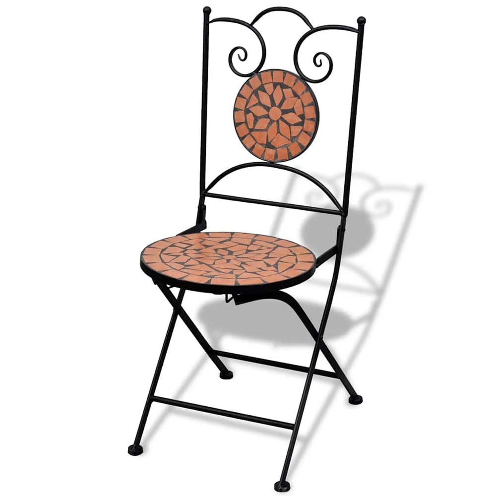 vidaXL Bistro Chairs 2 pcs. Foldable Ceramic Terracotta