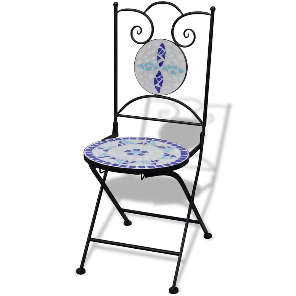 vidaXL Folding Bistro Chairs 2 pcs. Ceramic Blue and White