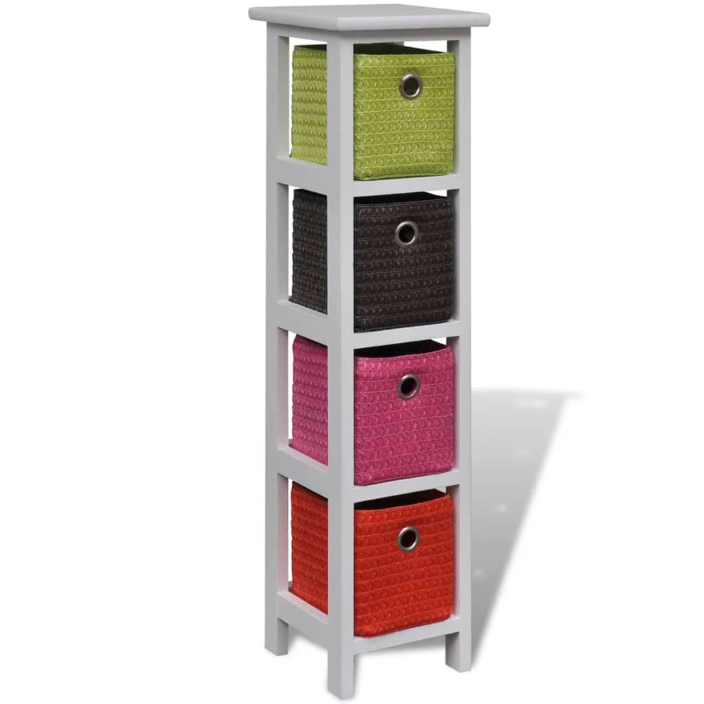 vidaXL Chest of Drawers with Multicolored Baskets Paulownia Wood
