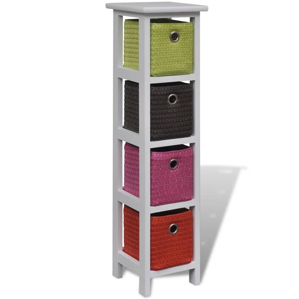 vidaXL Chest of Drawers with Multicolored Baskets Paulownia Wood