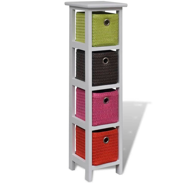 vidaXL Chest of Drawers with Multicolored Baskets Paulownia Wood