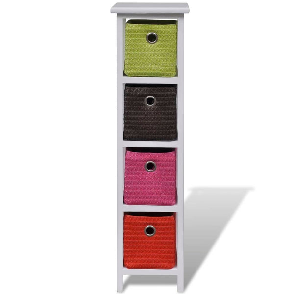 vidaXL Chest of Drawers with Multicolored Baskets Paulownia Wood