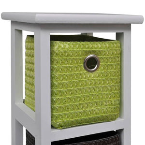 vidaXL Chest of Drawers with Multicolored Baskets Paulownia Wood