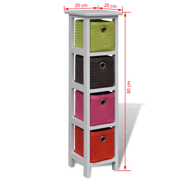 vidaXL Chest of Drawers with Multicolored Baskets Paulownia Wood