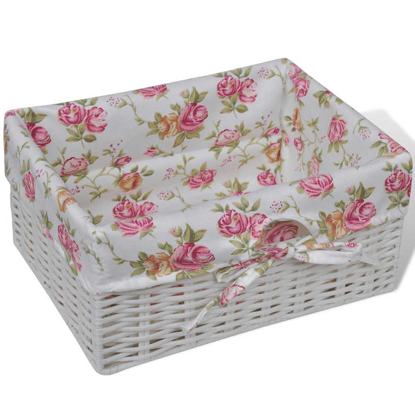 vidaXL Side Cabinet with 1 Drawer and 3 Baskets White Paulownia Wood