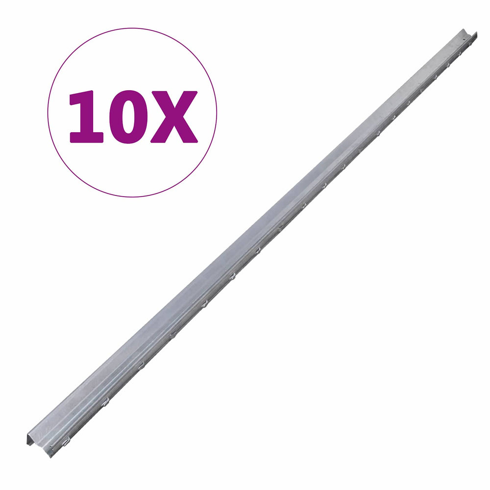 vidaXL Fence Posts 10 pcs Silver 200 cm Steel