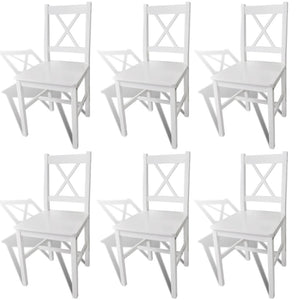 vidaXL Dining Chairs 6 pcs White Pinewood