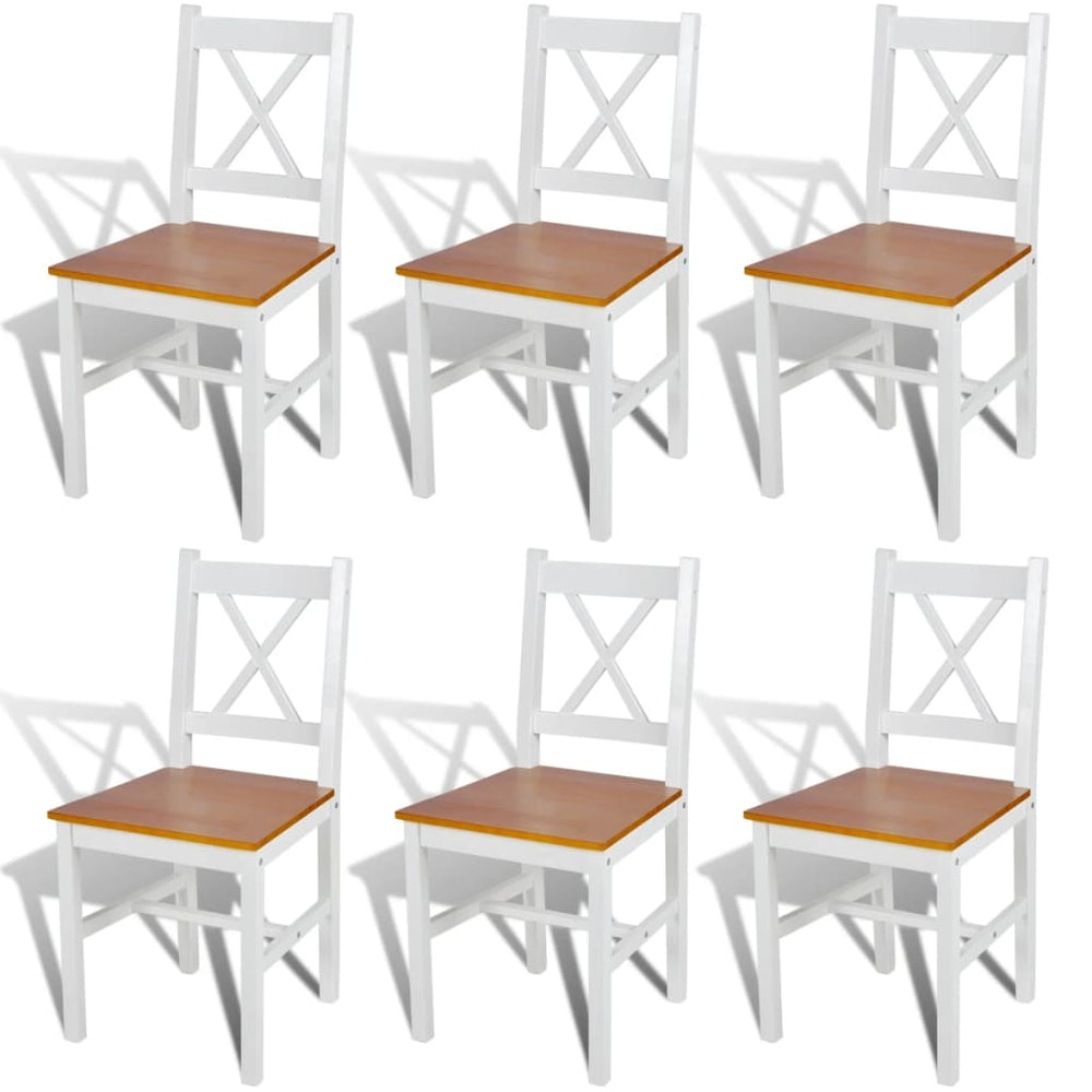 vidaXL Dining Chairs 6 pcs White Pinewood