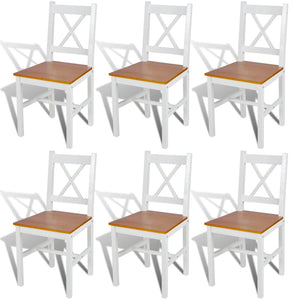 vidaXL Dining Chairs 6 pcs White Pinewood