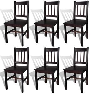 vidaXL Dining Chairs 6 pcs Dark Brown Pine Wood