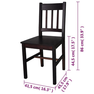 vidaXL Dining Chairs 6 pcs Dark Brown Pine Wood