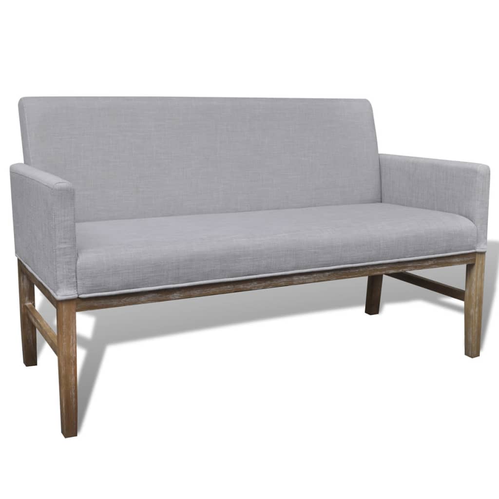 vidaXL Bench with Upholstery Fabric Rubberwood Light Grey